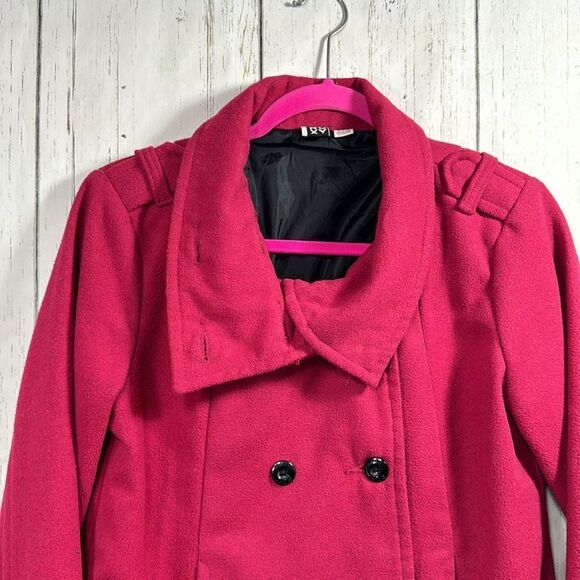 Roxy Y2K Wool Blend Double Breasted Cozy Winter Red Outdoor Peacoat Jacket - Picture 11 of 15